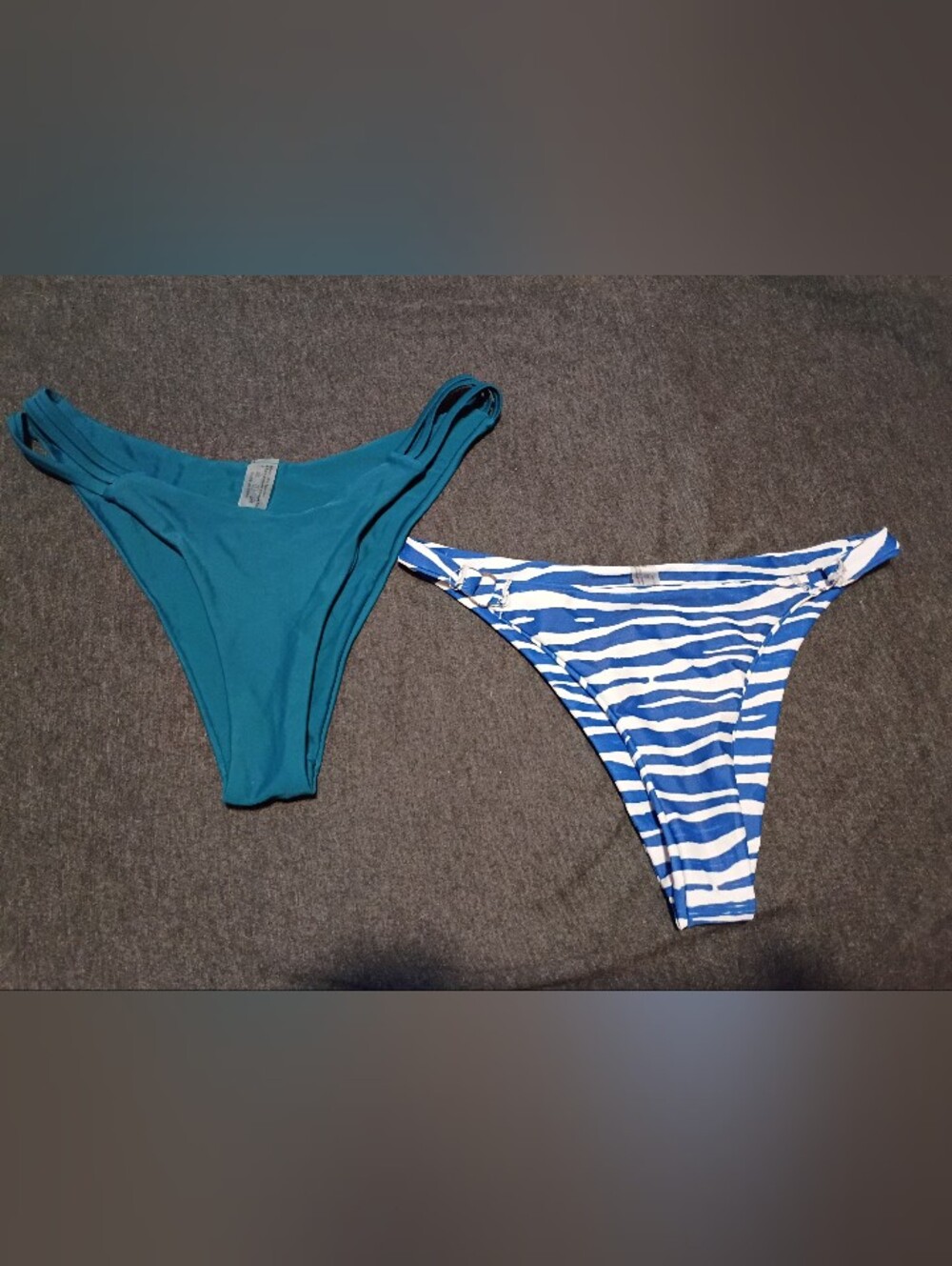 Women's 2 PC Bikini Bottom Bundle-Women’s Teal & B/W Stripe Sz Sm